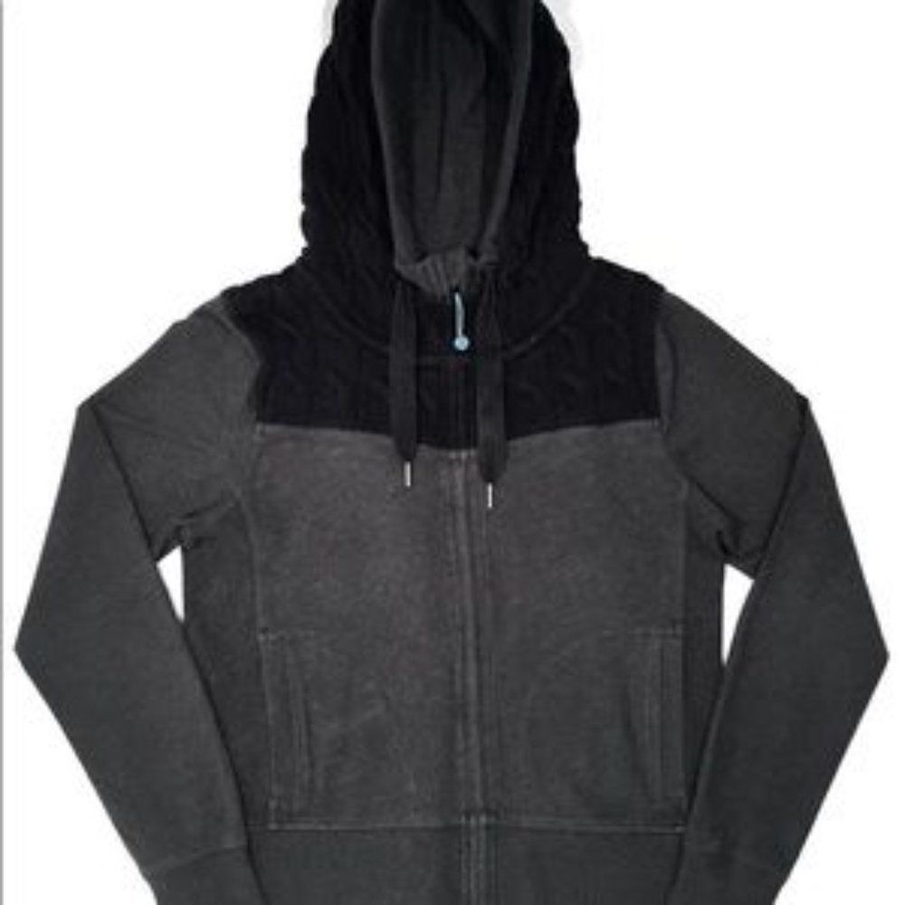 Lululemon fireside hoodie jacket cable knit in coal grey and black - Picture 9 of 14